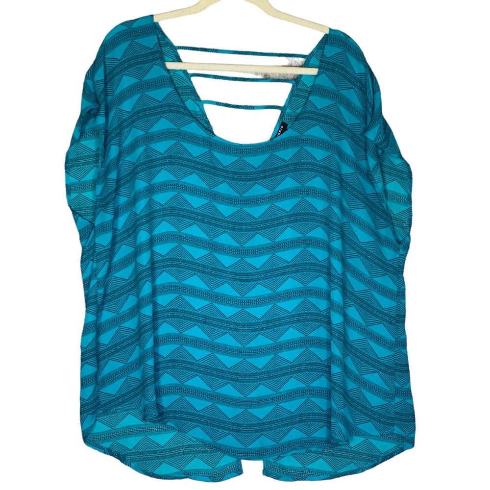 Torrid Georgette Top Women's Size 1 (1X) Strappy Diamond Print Open Back